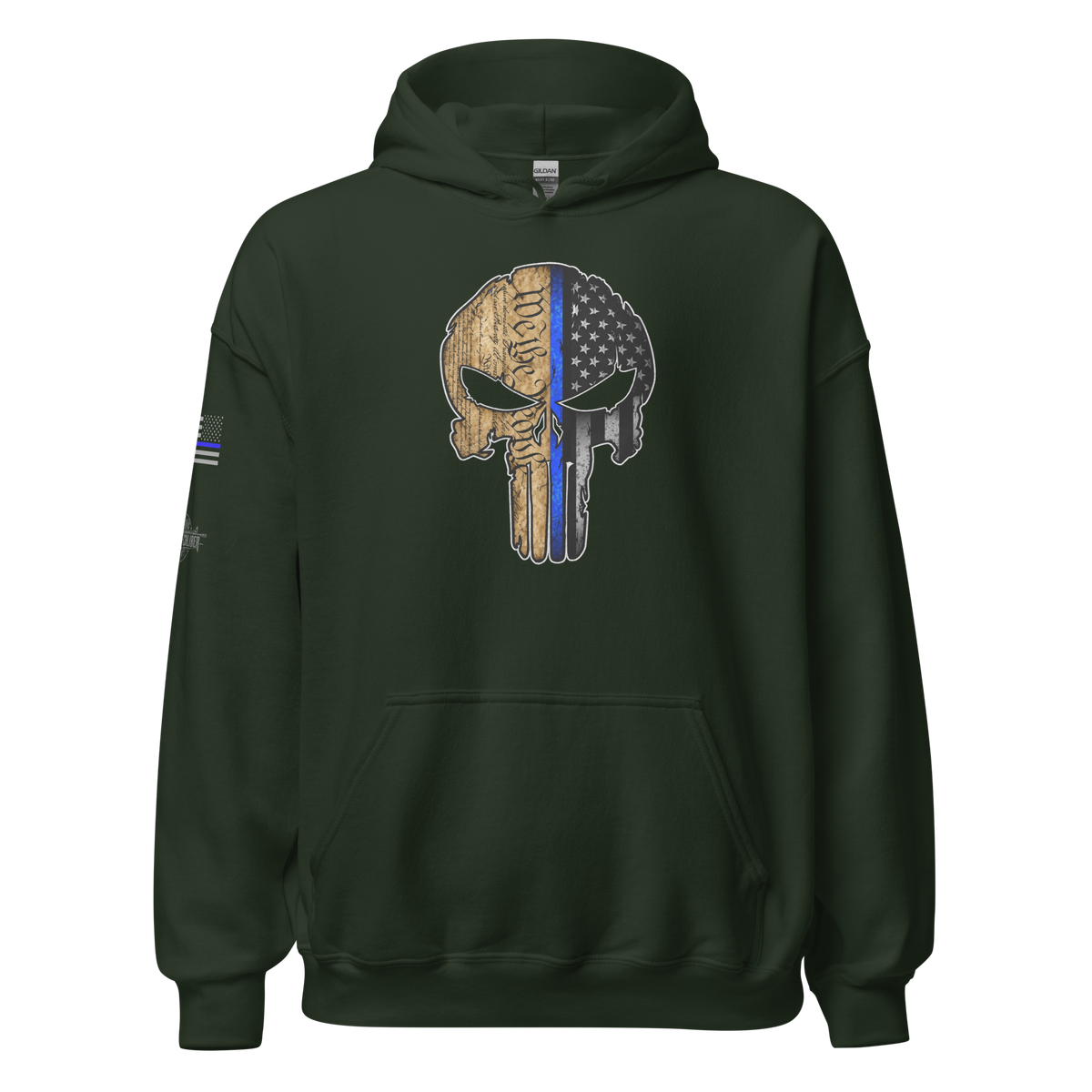 Thin Blue Line Skull Hoodie